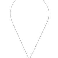 Silver hamsa hand pendant necklace on chain with blue opal center charm