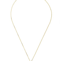 Gold chain necklace with small hamsa hand pendant and blue opal-style center stone