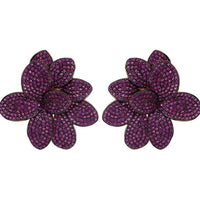 Amaryllis Flower Large Stud Earrings Rosegold Ruby-0