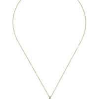 Art deco shell pendant necklace on gold chain with emerald center and clasp