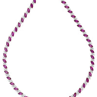 Statement tennis necklace featuring purple oval gemstone links in a curved collar