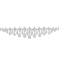 Silver tennis bracelet with a continuous row of pear-cut clear stones
