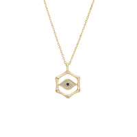 Gold chain necklace with hexagon evil eye pendant