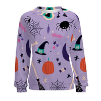 Women's Light Purple Halloween Sweatshirt Crewneck Pullover
