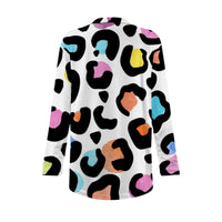 Animal Print Long Cardigan | White Multicolor Leopard & Cheetah Sweater