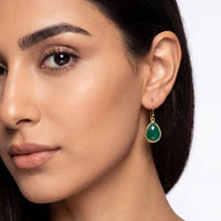 Petite Drop Earrings Green Onyx Gold-1