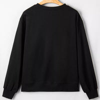 Black long-sleeve crewneck sweatshirt, plain back view