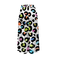 Women's Midi Skirt with Pockets Multi Color Leopard Print