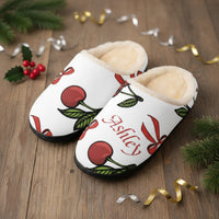 Red and White Slippers | Personalized Cherry & Red Bow House Shoes