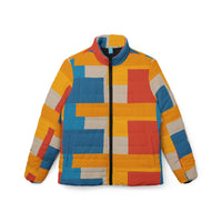 Color Block Puffer Coat | Blue Orange and Red Color Block Outerwear