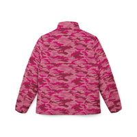 Pink Coat Puffer | Edgy Pink Camouflage Winter Jacket