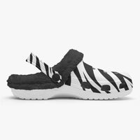 Women's Zebra Print Fluffy Clogs With Fleece Lining Ladies Shoes