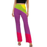Multi Coloured Print Flared Pants Women’s Abstract Pattern Trousers