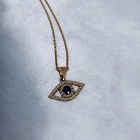 Evil Eye Elliptical Necklace Blue Rosegold-3
