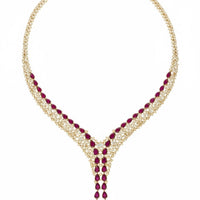 Baroness Statement Necklace Ruby Gold-2