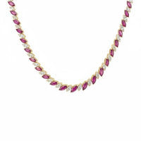 Viscountess Statement Tennis Necklace Ruby Gold-0