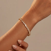 Baguette Ice Cuff Bangle Gold White-4