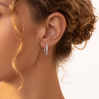 Classic Baguette Hoop Earrings Silver-3