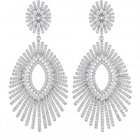 Geometria Sunburst Statement Drop Earrings Silver-0