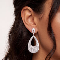 Silver teardrop earrings with pavΓ© detail