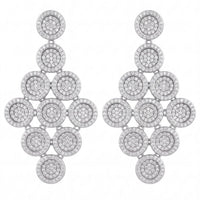 Silver cascading disc drop earrings with pavΓ© circle clusters