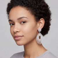 Geometria Sunburst Statement Drop Earrings Silver-2