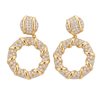Gold drop earrings with pavΓ© crystal hoop pendants