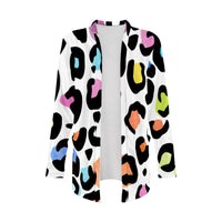 Animal Print Long Cardigan | White Multicolor Leopard & Cheetah Sweater