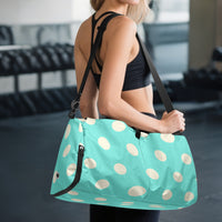 Women's Light Blue Polka Dot Canvas Chic Gym Bag