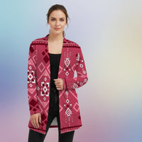 Aztec Print Cardigan | Cherry Red Tribal Patterned Sweater