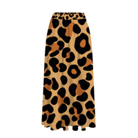 Leopard Print Skirt Midi Length Brown Classic Print with Pockets