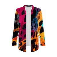 Multi Colour Leopard Print Open-Front Cardigan with Pockets