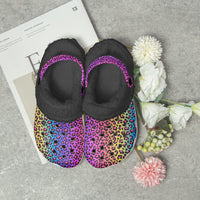 Rainbow Multi Color Leopard Print Lined Clogs