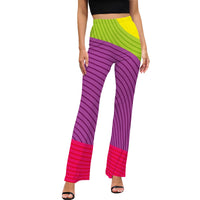 Multi Coloured Print Flared Pants Women’s Abstract Pattern Trousers