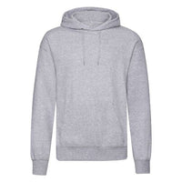 Light gray pullover hoodie with drawstring hood and front kangaroo pocket