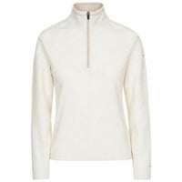 Off-white women's fleece jumper with stand collar and half zip