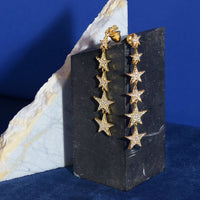 Graduated Star Drop Earrings Sterling Silver-3