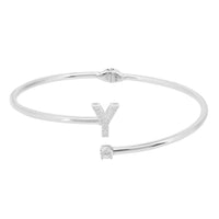 Silver-tone bangle with Y initial charm and small crystal details