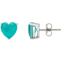 Turquoise heart stud earring with silver post and clasp backing