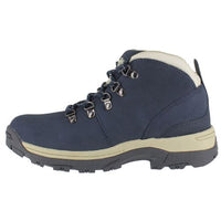Navy walking boot in reverse side view with rugged sole