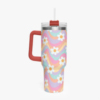 Daisy Floral Multi Coloured 40oz Stainless Steel Tumblers