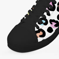 Leopard Print Trainers Womens White Multi Color Canvas Low Top Shoes