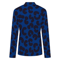 Blue Leopard Print Buttoned Cardigan