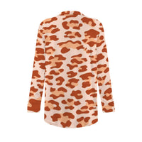 Orange Leopard Print Open-Front Cardigan with Pockets