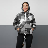 Camouflage Cropped Jacket | Women's Gray Cropped Pullover Hooded Jacket
