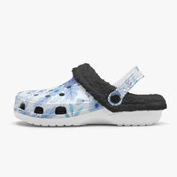 Blue Floral Adult Fluffy Clogs