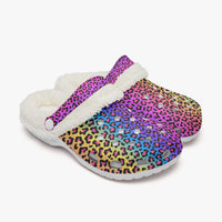 Rainbow Multi Color Leopard Print Lined Clogs