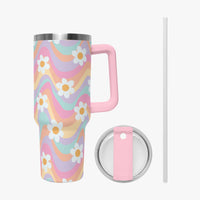 Daisy Floral Multi Coloured 40oz Stainless Steel Tumblers