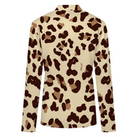 Beige Leopard Print Buttoned Cardigan