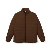 Brown Puffer Coat | Minimalist Plain Dark Brown Quilted Coat